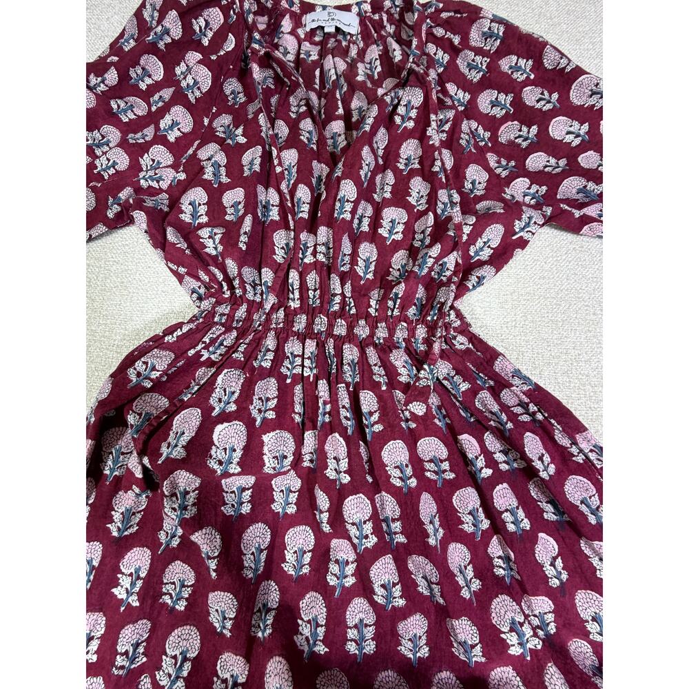Fox and the Mermaid Women Medium Red Short Sleeve Cottagecore Boho Maxi Dress - Picture 7 of 11